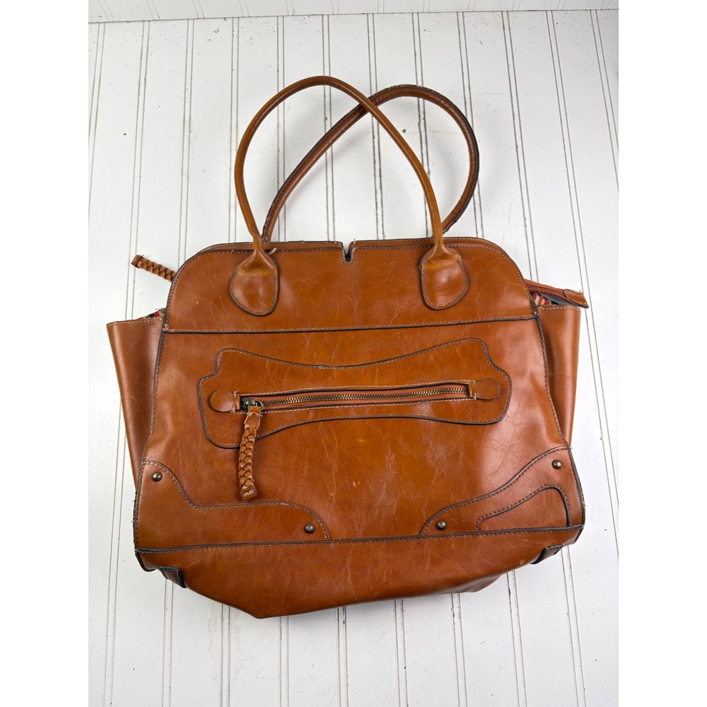Emilie M. Vintage Y2K 2000's Cognac Vegan Rustic Leather Shoulder Bag Purse